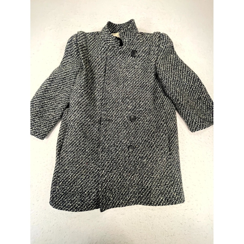 Vintage Bert Newman Pea Coat Womens 6 Gray Wool Tweed Lined Double Breasted Warm